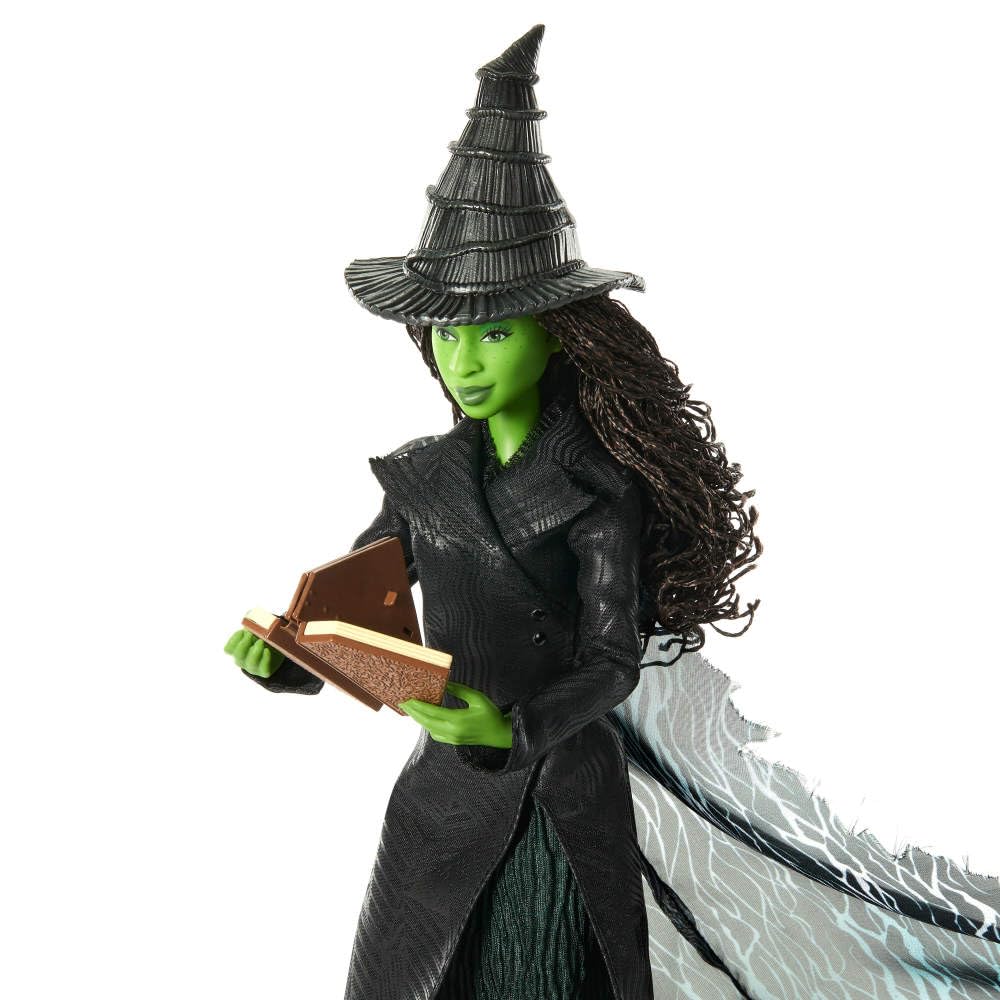 Mattel Universal Pictures Wicked: Muñeca de moda Elphaba For Good de lujo con atuendo extraíble y 4 accesorios, inspirada en la película