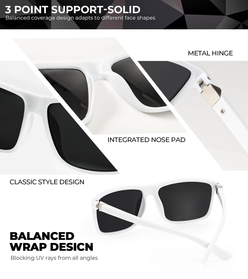KALIYADI Polarized Sunglasses for Men and Women, Mens Sun Glasses with UV Protection for Driving Fishing Golf (3 Packs)