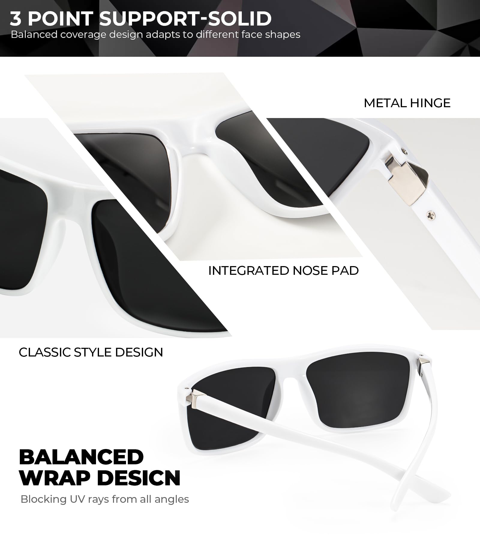 KALIYADI Polarized Sunglasses for Men and Women, Mens Sun Glasses with UV Protection for Driving Fishing Golf (3 Packs)