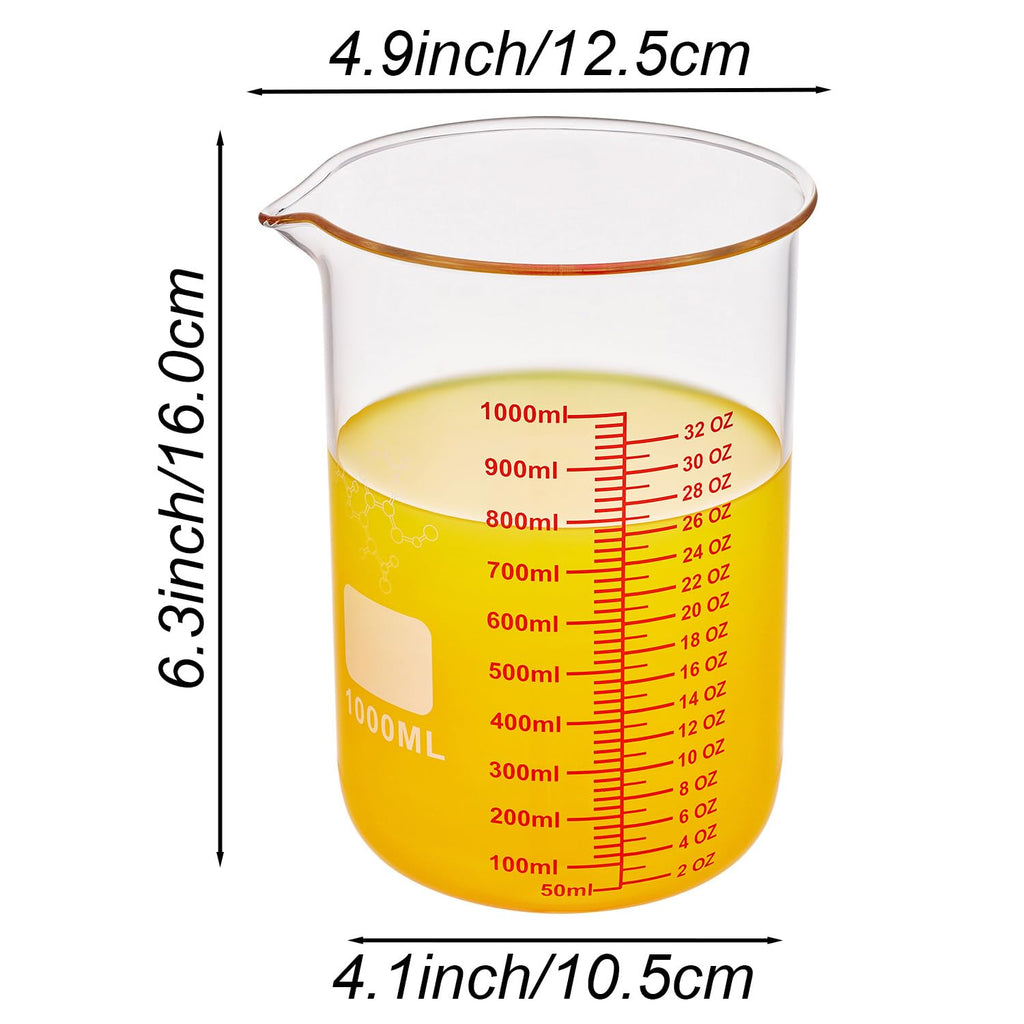 High Borosilicate Glass Measuring Cup-V-Shaped Spout，Glass Measuring Beaker for Kitchen or Restaurant, Easy to Read, 30 ML (1 Oz)-Pack of 2