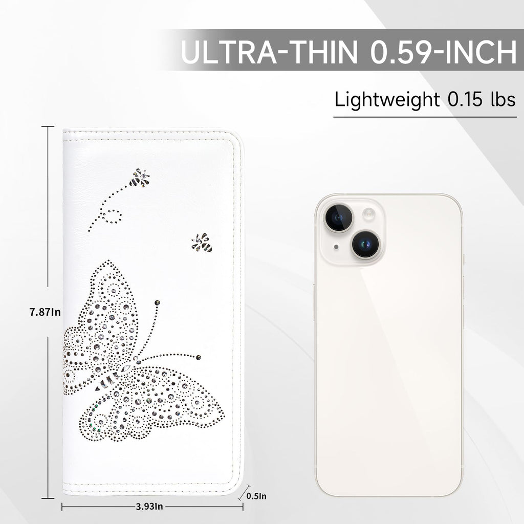 KITEVIUN RFID Wallet Women Ultra Slim Thin Womens Wallet Compact Clutch Long Ladies Wallet for Women WHITE