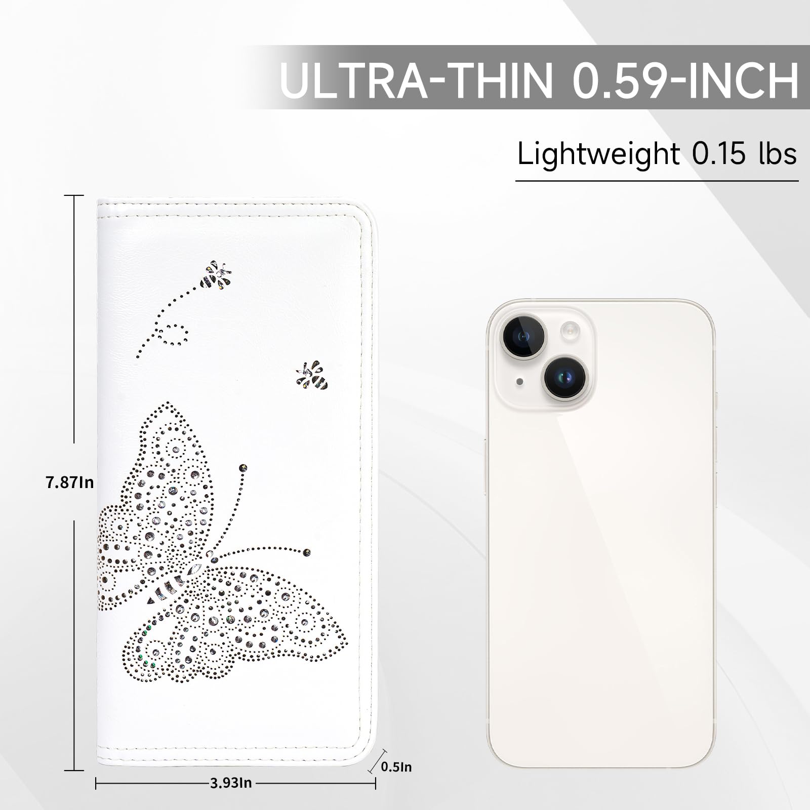 KITEVIUN RFID Wallet Women Ultra Slim Thin Womens Wallet Compact Clutch Long Ladies Wallet for Women WHITE