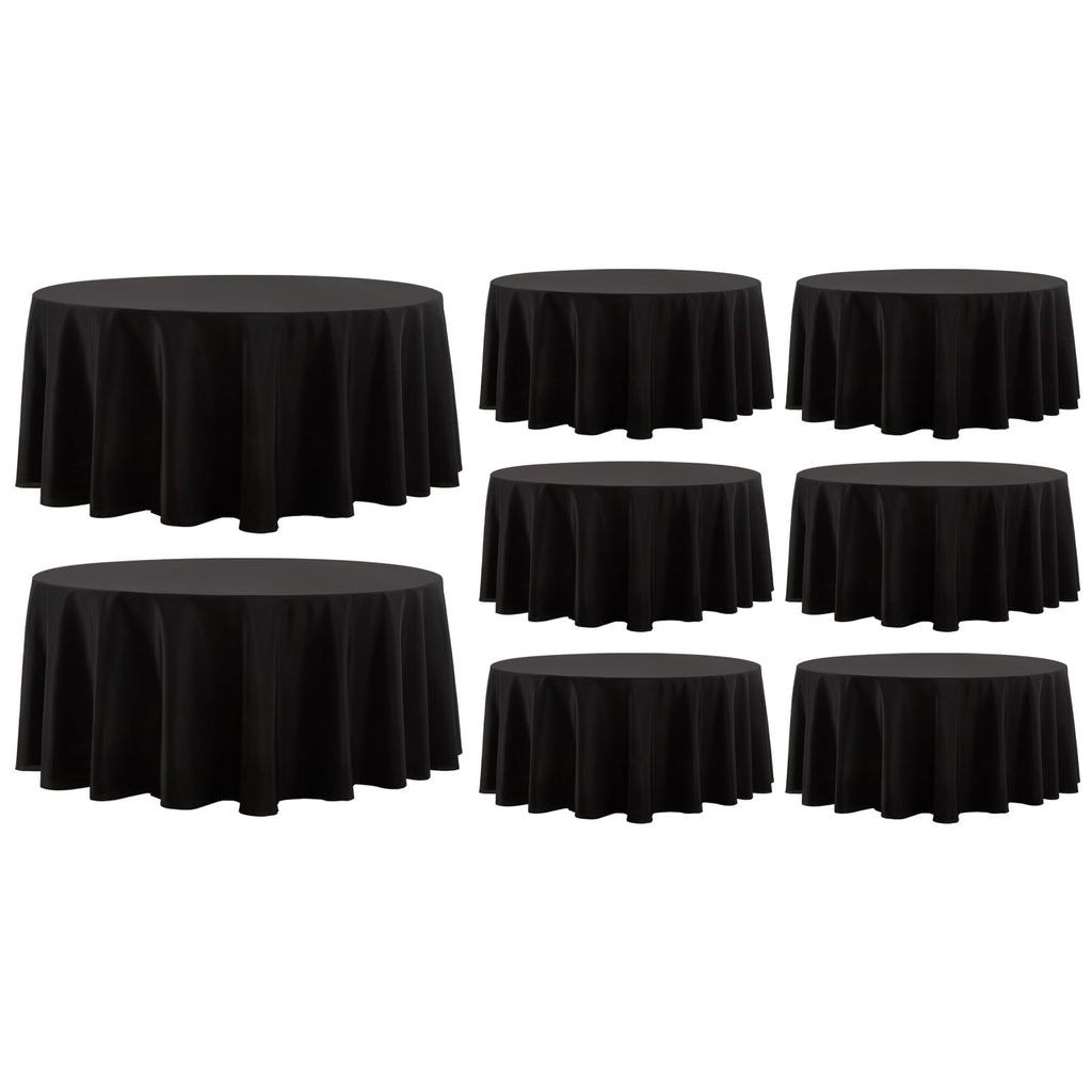 Round Tablecloth 2 Pack 90 Inch Black Tablecloths Washable Decorative Linen Polyester Table Clothes Cover for Dining Table Banquets Buffet Parties and Wedding