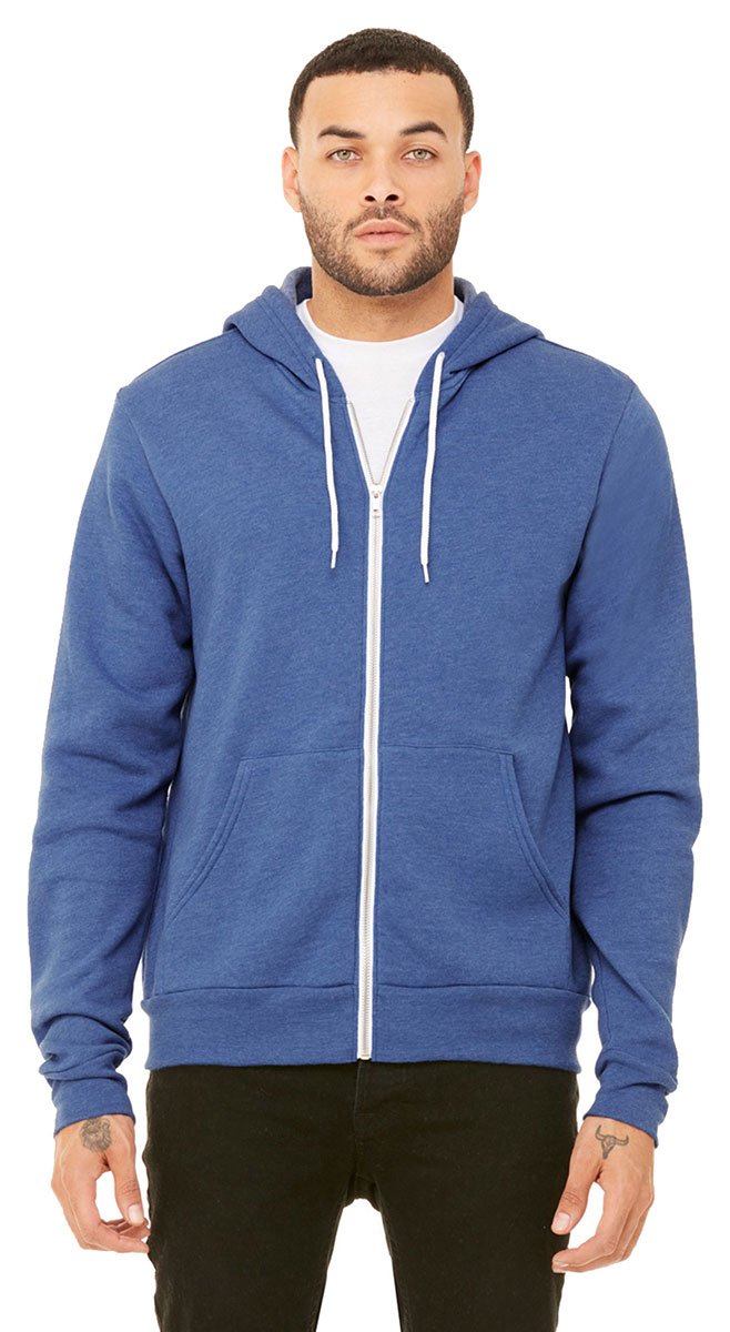 Bella & Canvas Men's 3739 Unisex Poly-Cotton Fleece Full-Zip Hoodie