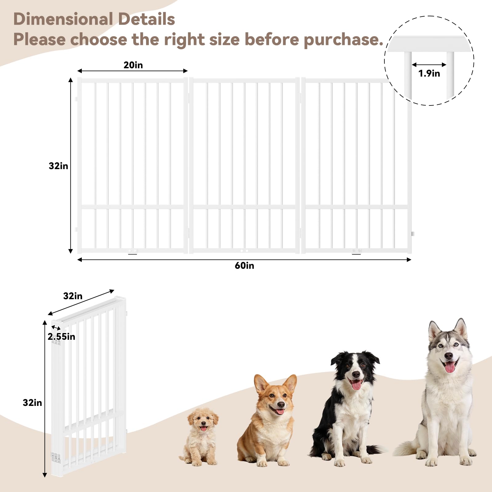 SNUOWU Full Metal Freestanding Dog Gate with Door, 24'' Height Foldable Pet Dog Fence for Indoor & Outdoor, 2 Panels Extra Wide Free Standing SmallDog Gates for Doorways,House,Stairs,Porch,Deck,Yard
