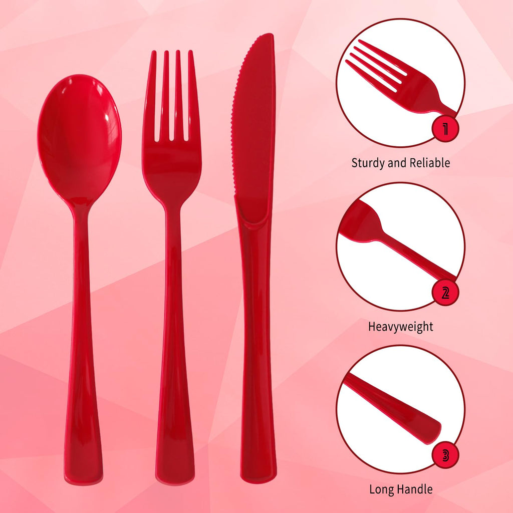 150 Pack Plastic Silverware,Disposable Cutlery Set Heavy Duty Utensil Sets 50 Forks 50 Knives 50 Spoons for Brithday, Wedding,Home School Party Picnics Restaurant Outdoor Events (Black)