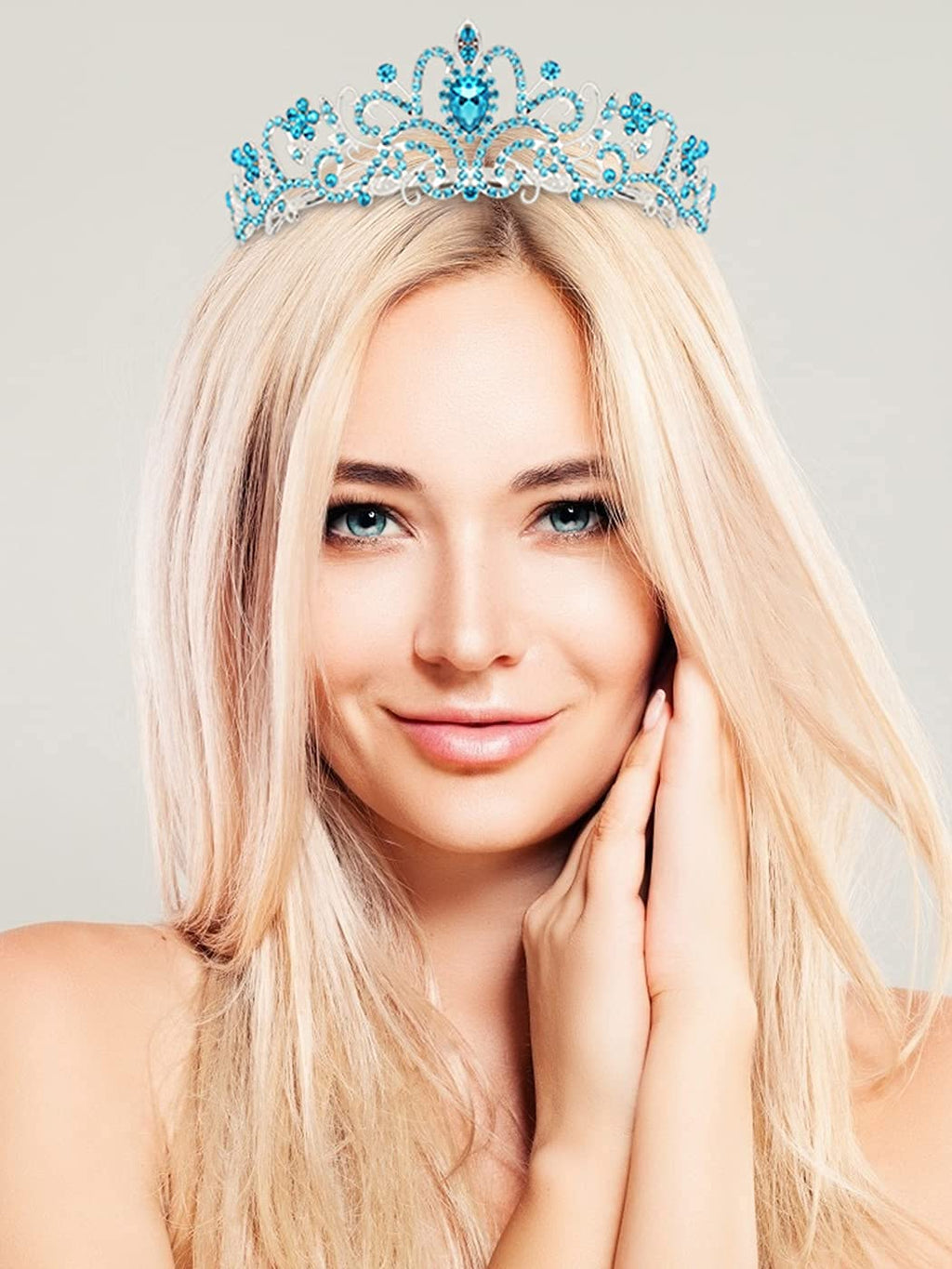 COCIDE Birthday Silver Tiara and Crowns Kit - Silver Tiara, Crown, Sash, Rhinestone Headband, Glitter Sash for Women & Girls Birthday Party Decorations