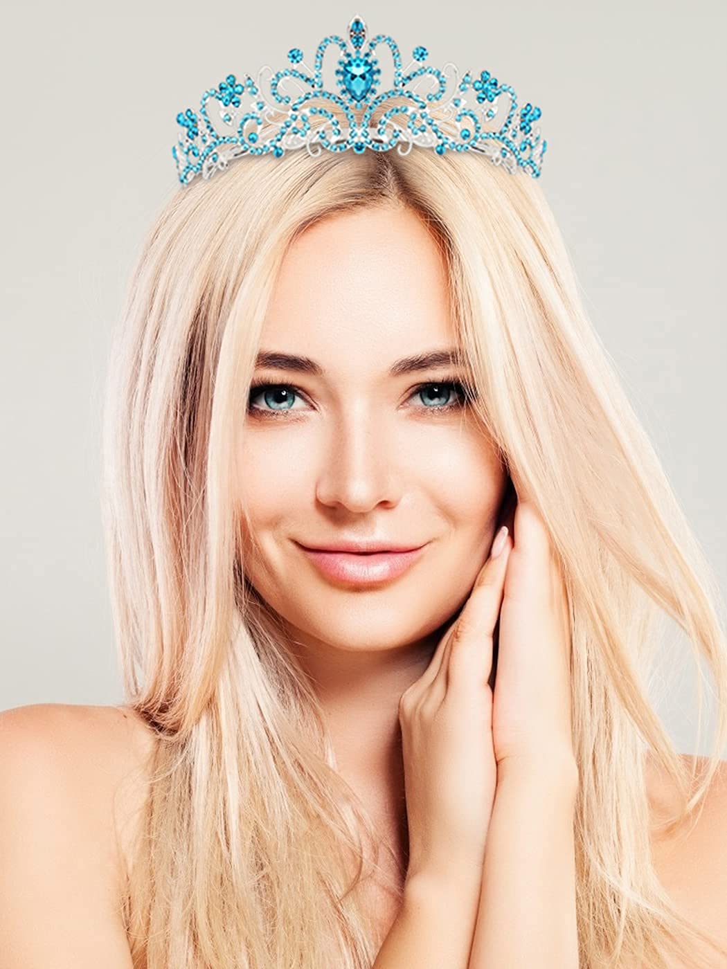 COCIDE Birthday Silver Tiara and Crowns Kit - Silver Tiara, Crown, Sash, Rhinestone Headband, Glitter Sash for Women & Girls Birthday Party Decorations