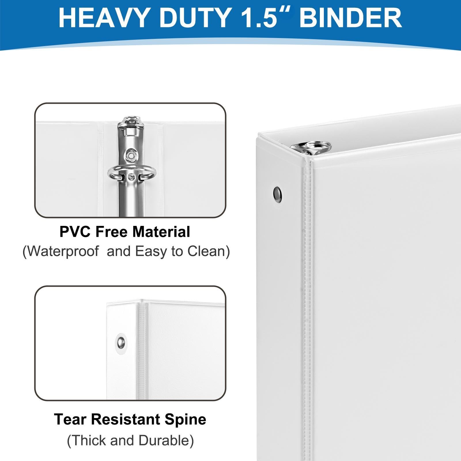 0.5 inch 3-Ring Binder, 1/2 inch Round Ring Binder with 2 Inside Pockets, Clear View Cover Binders Holds 8.5'' x 11''Paper，PVC Free, Pastel Color Binders for Office/Home/School Supply, 6 Pack