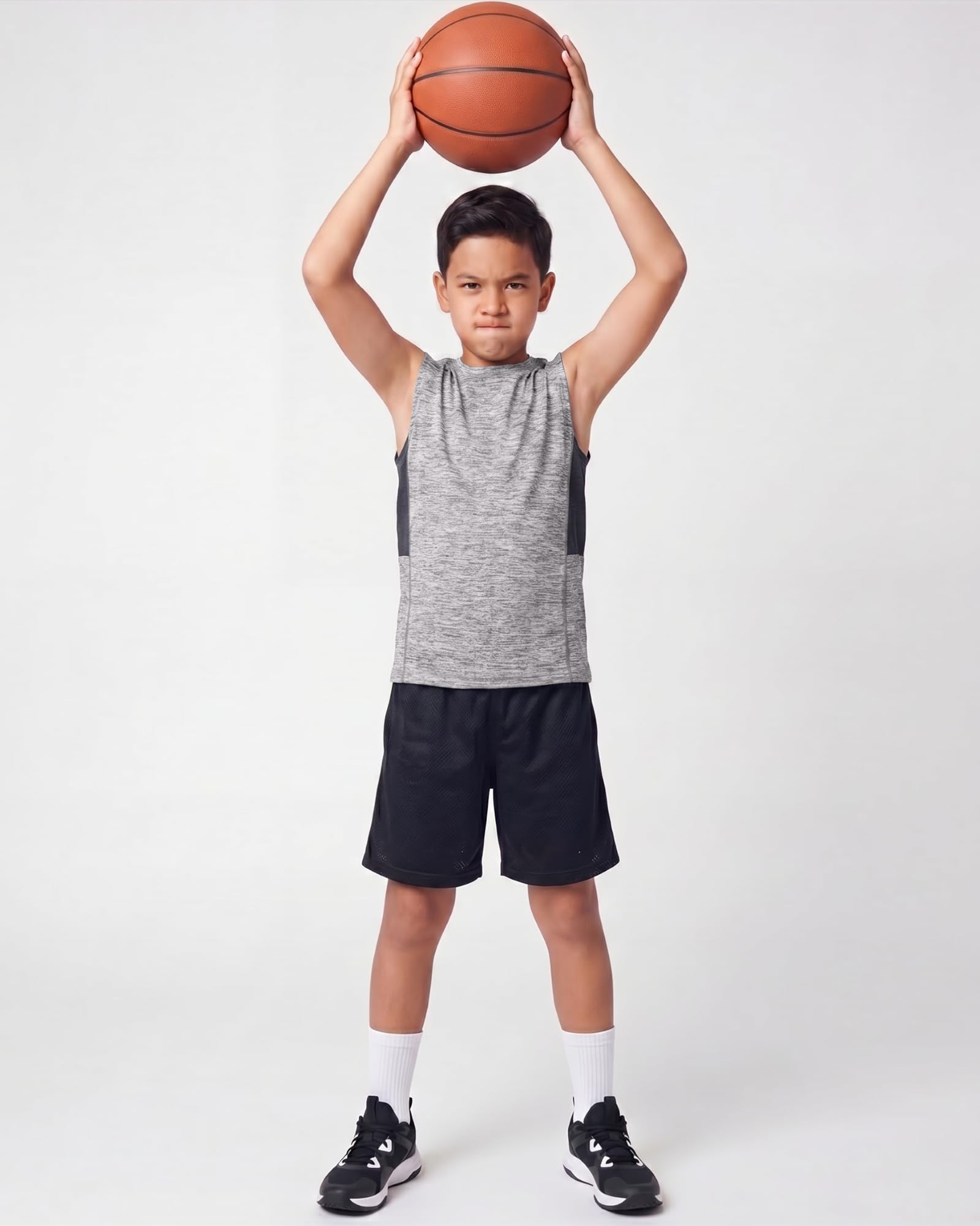 Real Essentials 5 Pack: Boys Dry-Fit Active Athletic Performance Tank Top