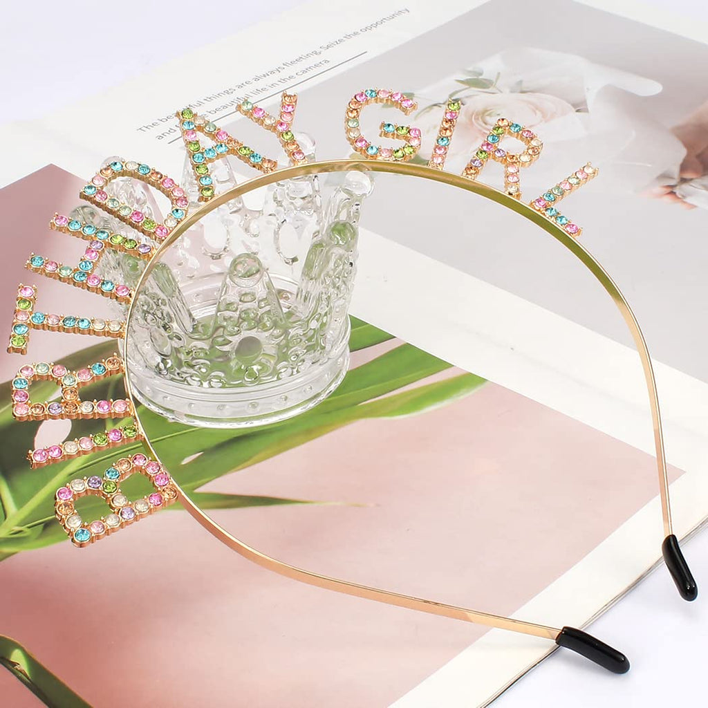 AOPRIE Birthday Girl Headband - Baroque Tiara for Women & Girls, Princess Crown Rhinestone Accessory