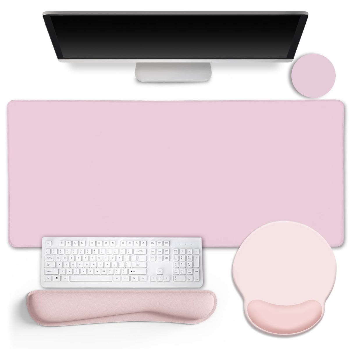Black Striped Ergonomic Large Desk Mat Set with Wrist Rest