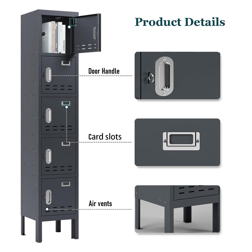 Lockers,Metal Locker, (Beige, 1 Door - (66.15" H x 11.8" W x 11.8" D))