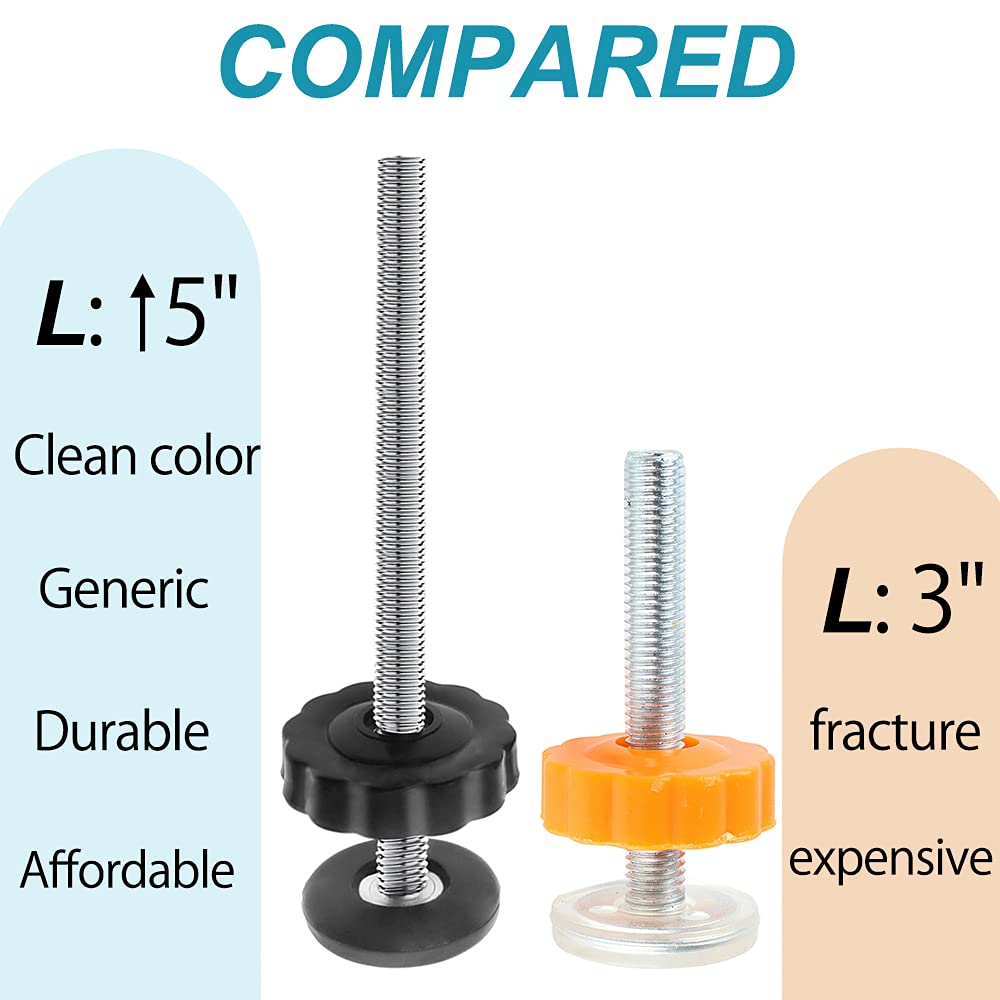 4Pcs Universal Baby Gates Threaded Spindle Rod, M8 (8mm) Replacement Bolt Part for Pet Pressure Mounted Safety Gates, Extra Long Baby Tension Gate Extender (Black)