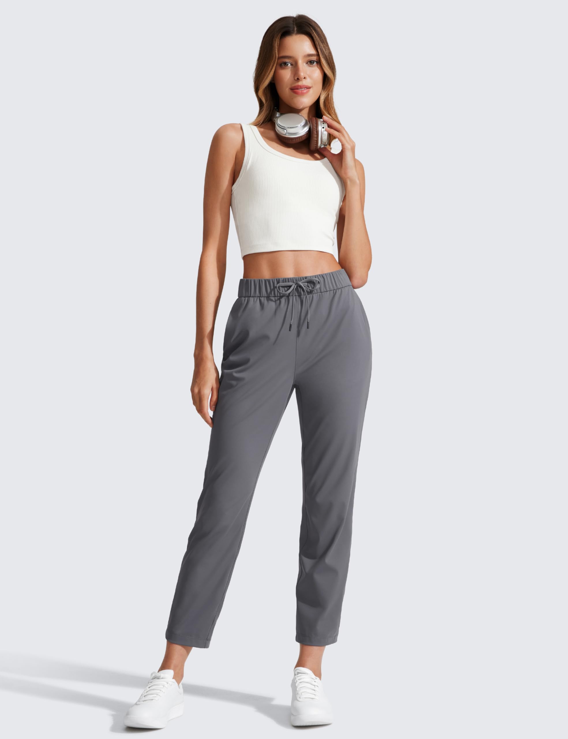 CRZ YOGA 4-Way Stretch Ankle Golf Pants for Women 27" - Casual Dress Work 7/8 Sweatpants with Pockets