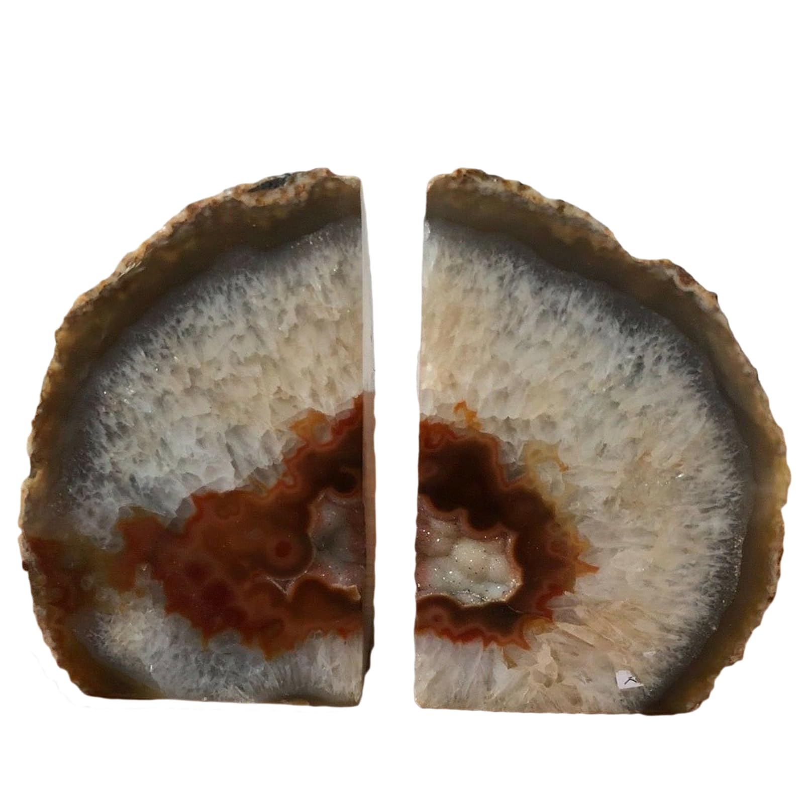 JIC Gem Black Agate Geode Bookends 2-3 Lbs Anti-Slip Rubber Pads Heavy Duty | 1Pair Natural Black Agate Crystal Decor for Shelves & Desk, Unique Small Stone Book Holder Gift for Office & Home Decoration
