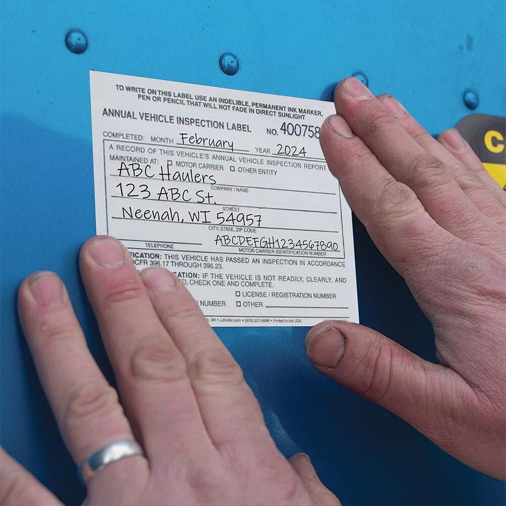 J. J. Keller 25-Pack, Annual Vehicle Inspection Report Form & Adhesive Vinyl Label 2-Ply, 3-Ply Carbonless Form, Prenumbered, DOT Compliant