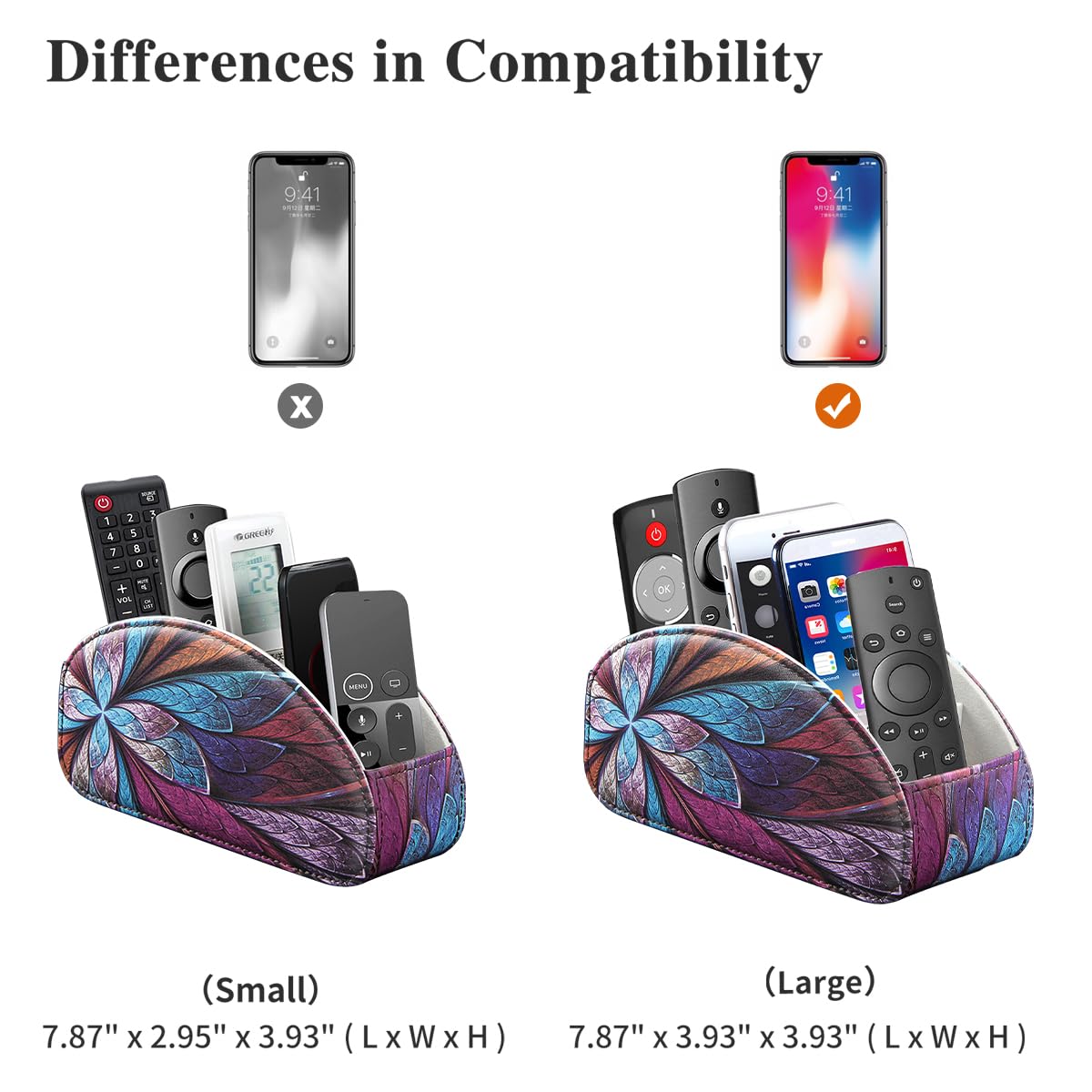 YAPISHI All-in-One Leather Brown TV Remote Holder with 5 Compartments Nightstand Desktop Media Player Remote Caddy Storage Box Organizer Tray for Mobile Office Phone Controller