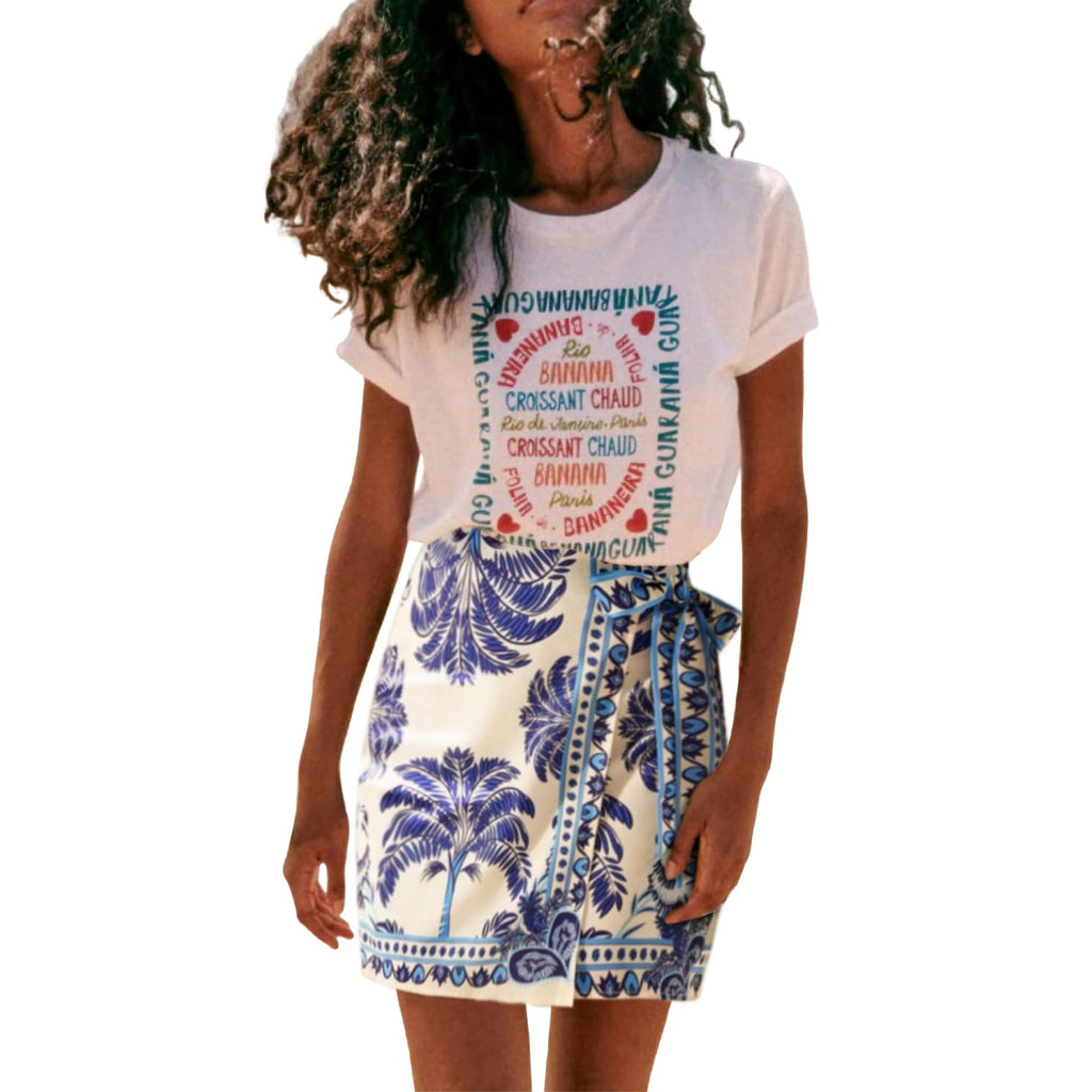 Womens Summer Floral Wrap Short Skirt Tie Side High Waist A Line Beach Vacation Boho Mini Skirt
