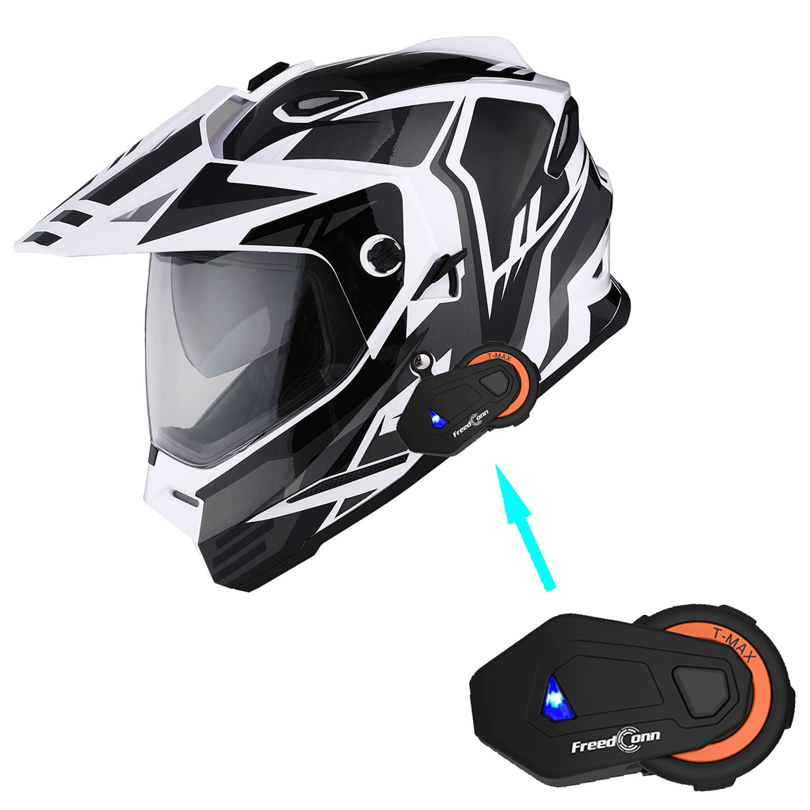 1Storm Dual Sport Motorcycle Motocross Off Road Full Face Helmet Dual Visor: HF802