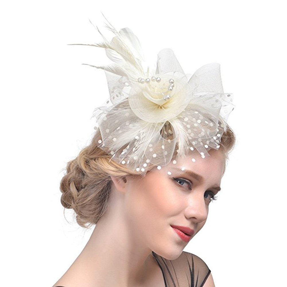 AQOKKA Women Fascinators Hats Flower Fascinators with Headband and Clip Tea Party Headwear for Women and Girls