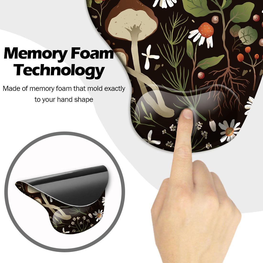 DOOKE Ergonomic Mouse Pad with Wrist Support and Coaster,Mouse Pads with Non-Slip PU Base for Home Office Working Studying Easy Typing & Pain Relief Aesthetic Art