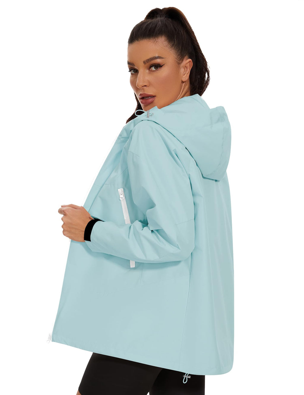 Avoogue Rain Jacket for Women Waterproof Lightweight Rain Coat Hiking Windbreaker Jacket with Hood