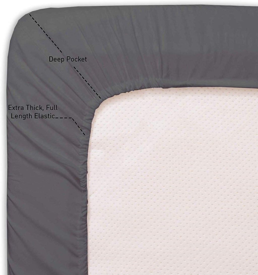 Cottington Lane Twin Size Sheet Set, 100% Egyptian Cotton Premium Hotel Quality 4 Piece Sheets Sets, High Thread Count Dark Grey Solid with 6-10" Deep Pocket