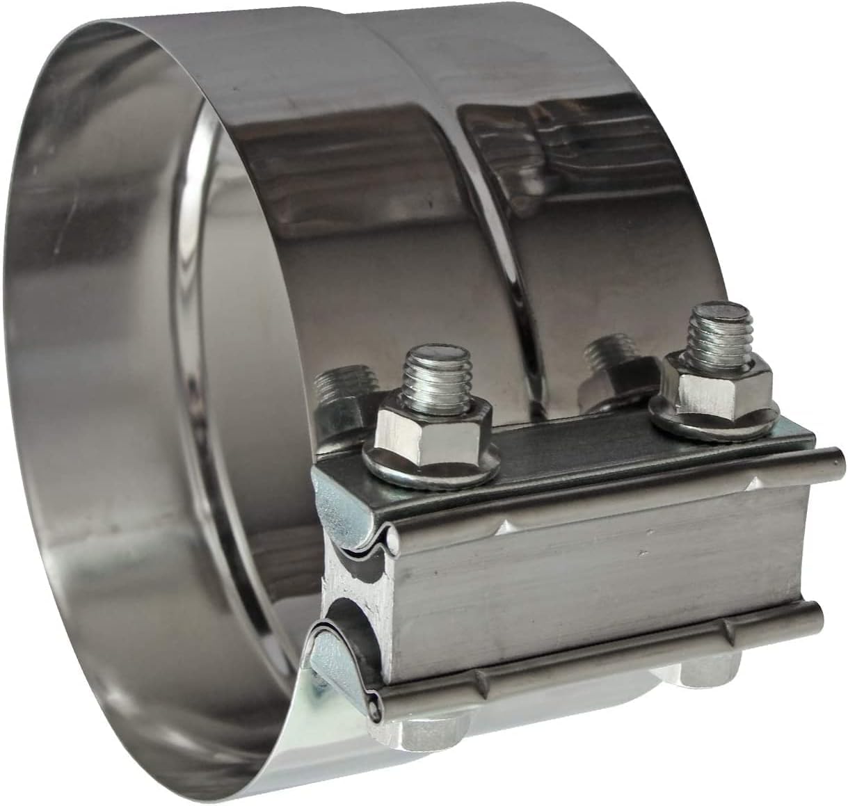 Exhaust Clamps Band Clamp 2.5" Lap Joint - Stainless Steel Lap Joint Exhaust Band Clamp with 1 Block 2Pcs for 2.5" Od to 2.5" Id Exhaust Pipe, Muffler, Elbow and Exhaust Tubing Connection(2 Pack)