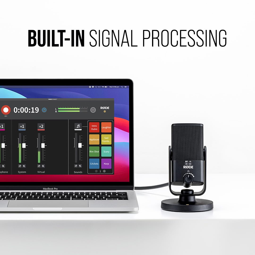 RØDE NT-USB Versatile Studio-quality Condenser USB Microphone with Pop Filter and Tripod for Streaming, Gaming, Podcasting, Music Production, Vocal and Instrument Recording