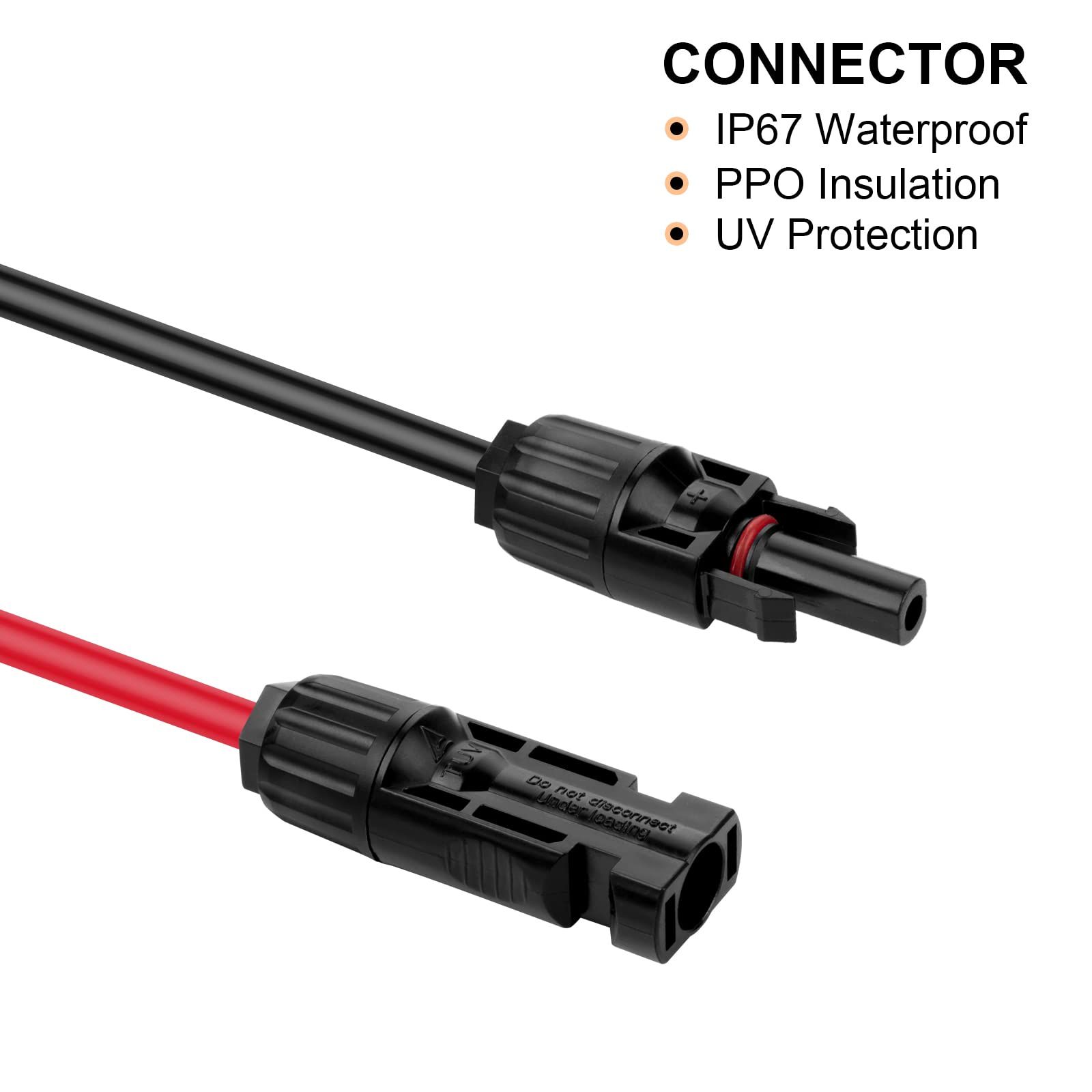 3FT 10AWG Solar Panel Extension Cable with Female and Male Connectors, Solar Cable for Solar Panels, Charge Controllers and Solar Generator (10AWG, 3FT)