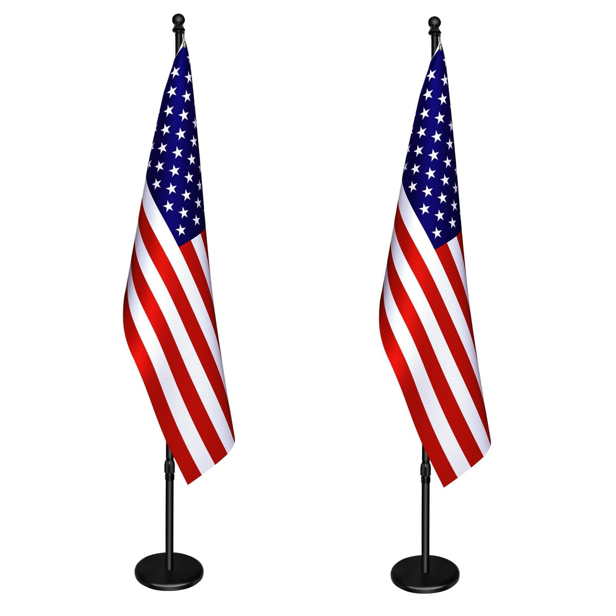 Indoor Flagpole with Base,Telescoping Flag Pole 6FT-8FT, Flagpoles Rotate 360 Degrees, 3X5 USA Flag-Heavy Duty Water Resistant Polyester Canvas Embroidered Stars. Suitable for Office, Auditorium, School, Use (1-pack)