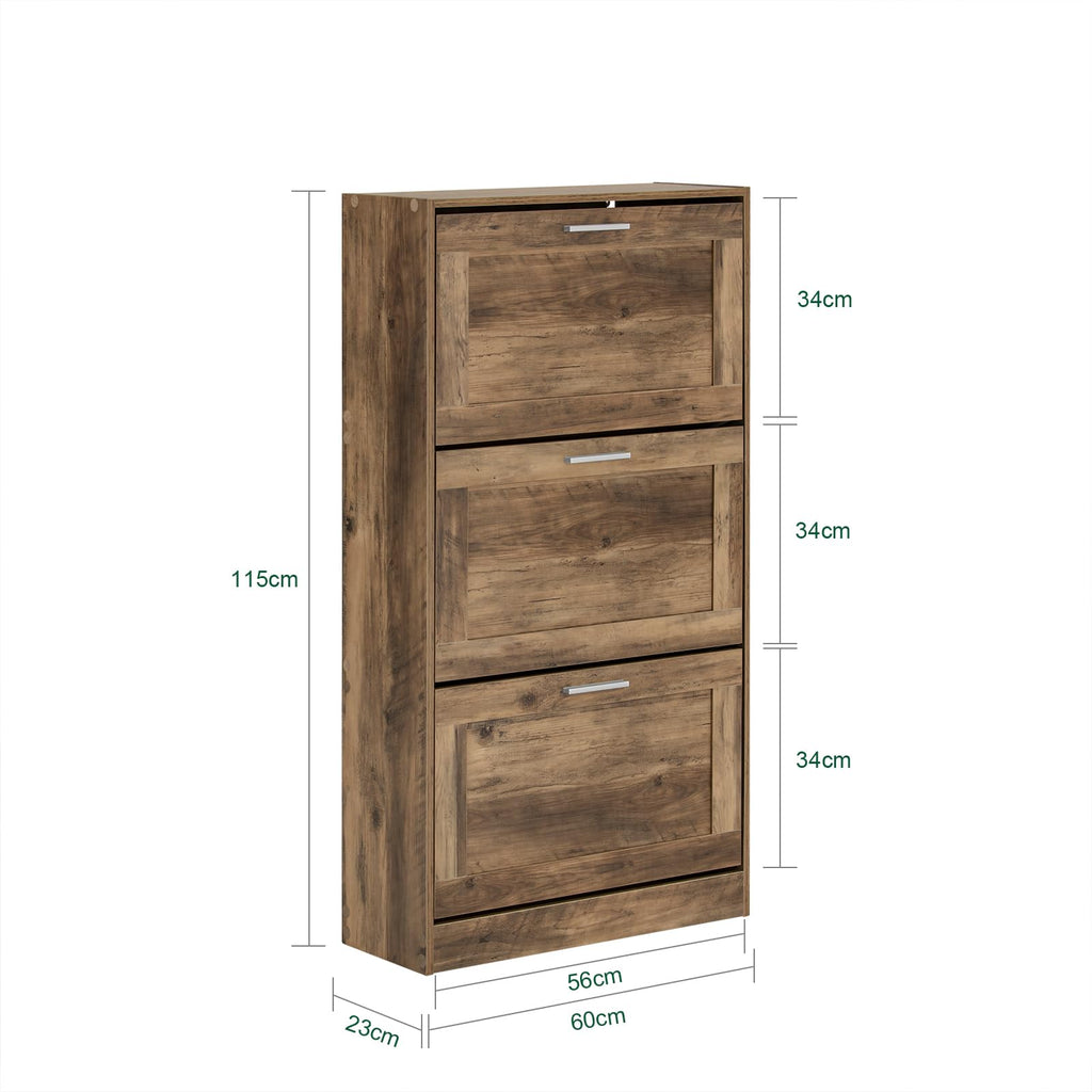 Haotian Shoe Cabinet Storage for Entryway, Narrow Shoe Cabinet with Two Flip Drawers to Save Space, Shoe Rack Cabinet for Front Door Entrance Hallway (Black)