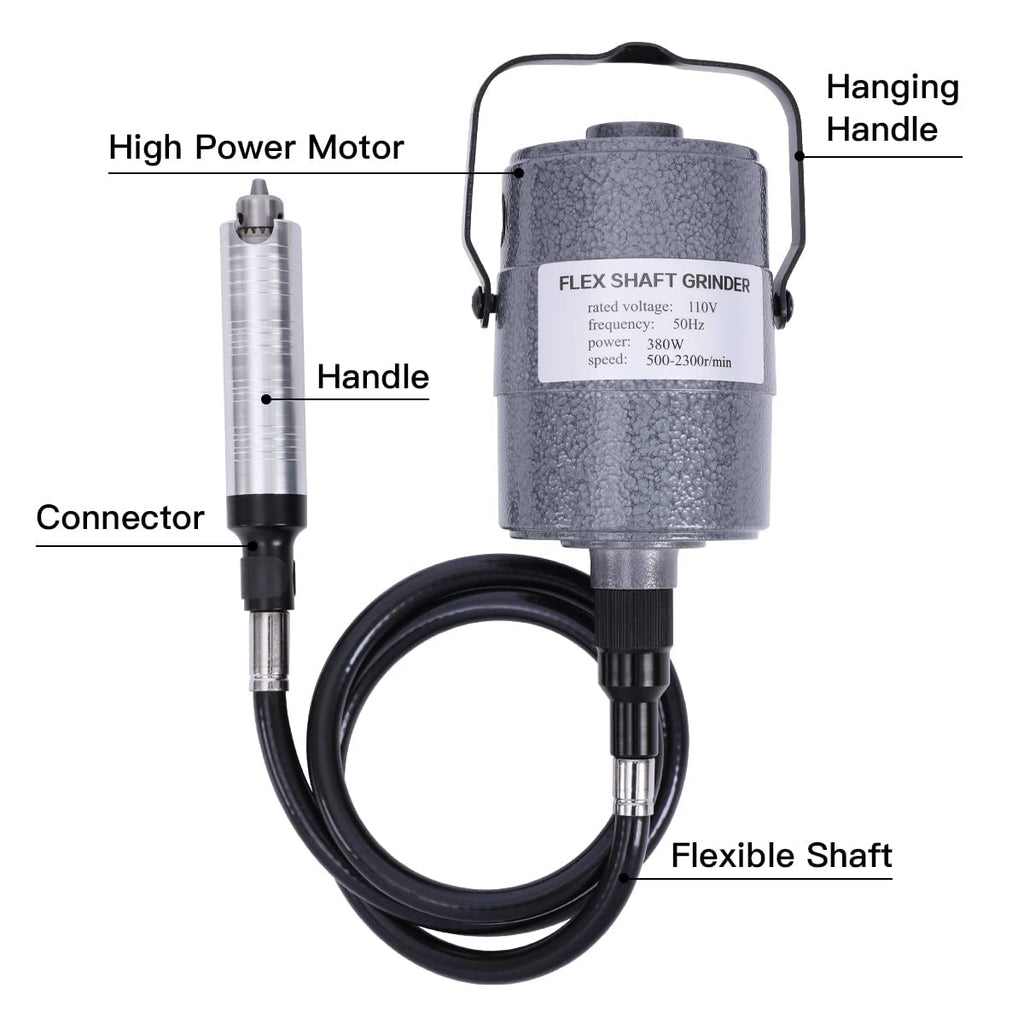 380W Flex Shaft Rotary Tool with Stepless Speed Foot Pedal, Multi-Function Metal Hanging Grinder Carver Kit - Ideal for Carving, Buffing, Drilling, Polishing, Sanding, Cutting- Includes DIY Accessorie