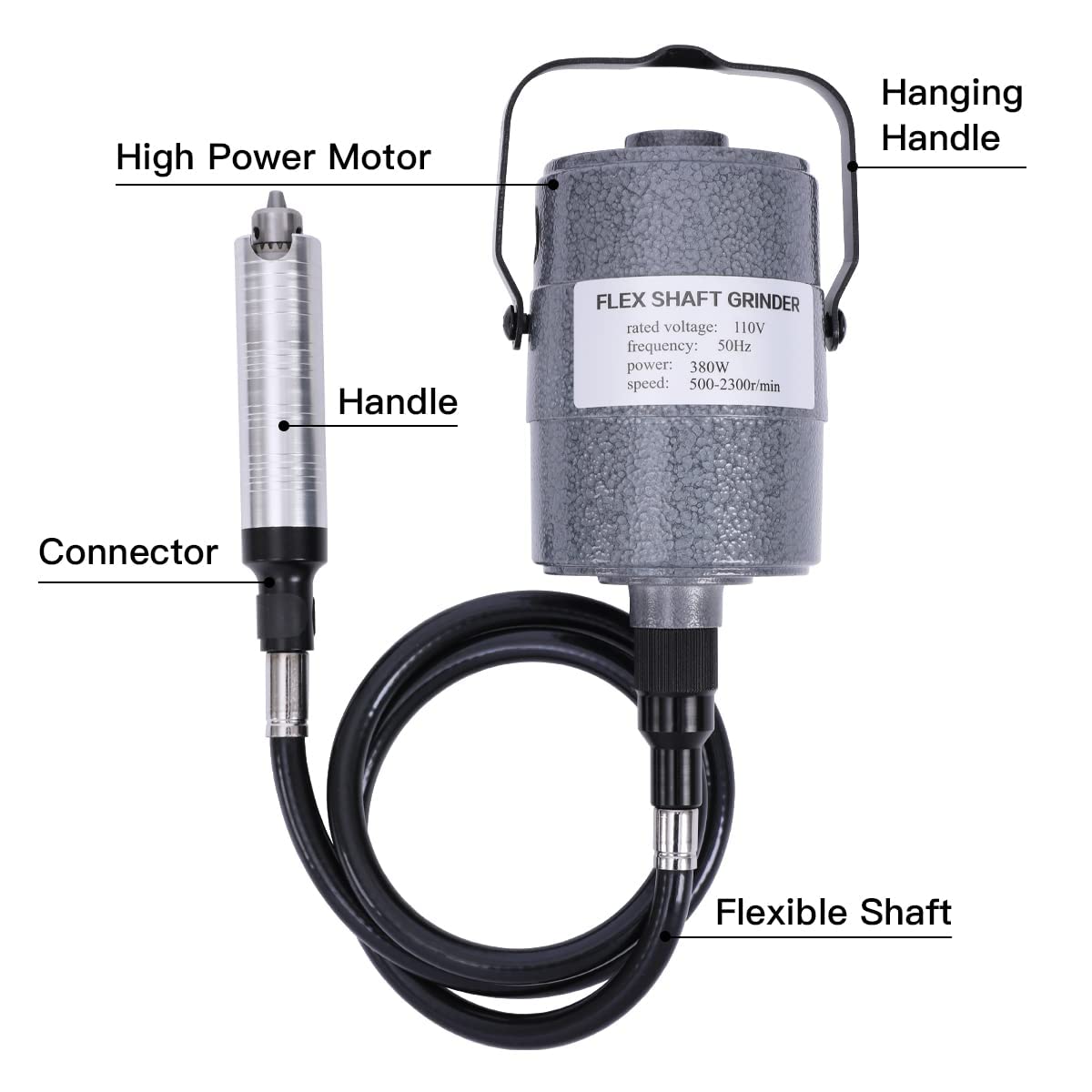 380W Flex Shaft Rotary Tool with Stepless Speed Foot Pedal, Multi-Function Metal Hanging Grinder Carver Kit - Ideal for Carving, Buffing, Drilling, Polishing, Sanding, Cutting- Includes DIY Accessorie