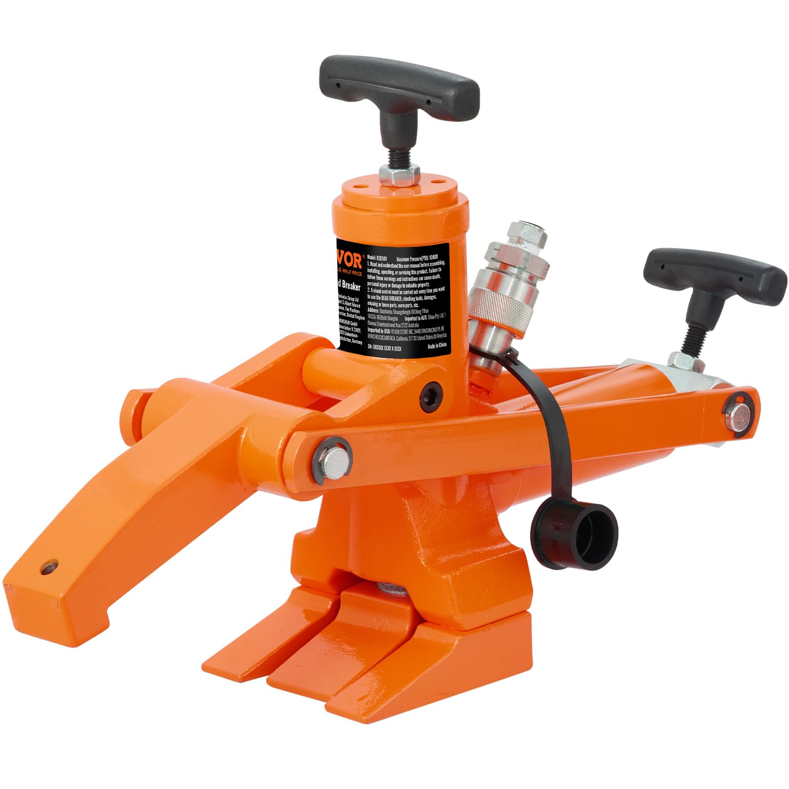 VEVOR Hydraulic Bead Breaker, 10000 PSI Tire Bead Breaker with Metal Foot Pump, Heavy-Duty Steel Bead Breaker Tool for Tractors, Trucks, Buses, Lawn Mowers, ATVs