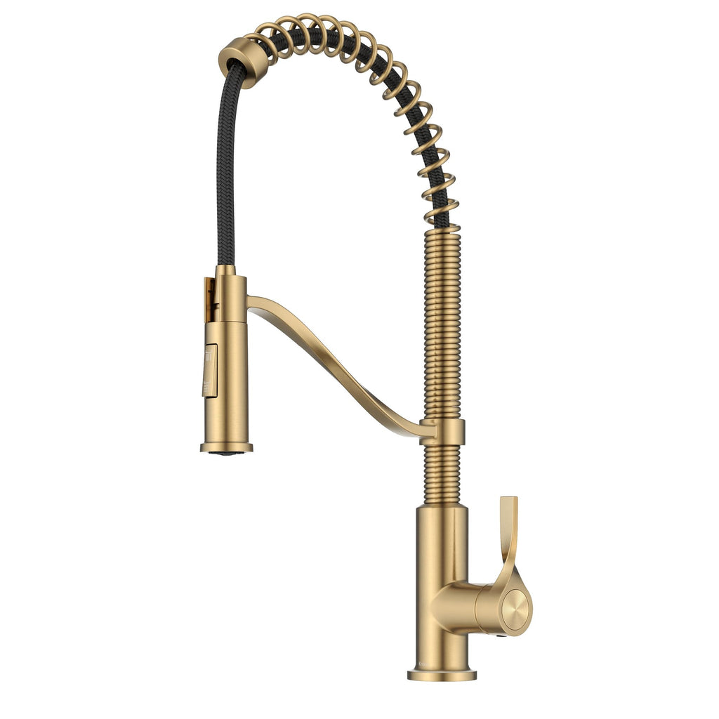 KRAUS Torak Pull Down Kitchen Faucet in Matte Black with Commercial Style Spring Spout, 2 Function Sprayer, Pre-Attached Water Lines, and Mounting Hardware, KPF-2635MB