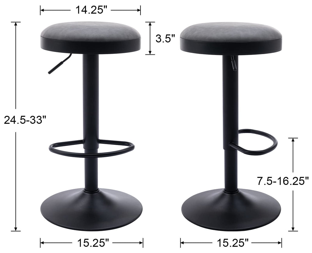EALSON Modern Swivel Bar Stool Adjustable Counter Height Backless Barstools with Metal Base Leather Upholstered Round Bar Stool Chairs for Kitchen Island/Pub/Breakfast Bar, Beige 1PC