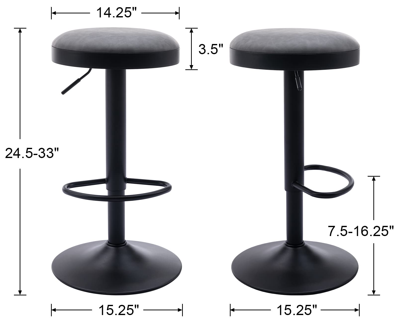 EALSON Modern Swivel Bar Stool Adjustable Counter Height Backless Barstools with Metal Base Leather Upholstered Round Bar Stool Chairs for Kitchen Island/Pub/Breakfast Bar, Beige 1PC