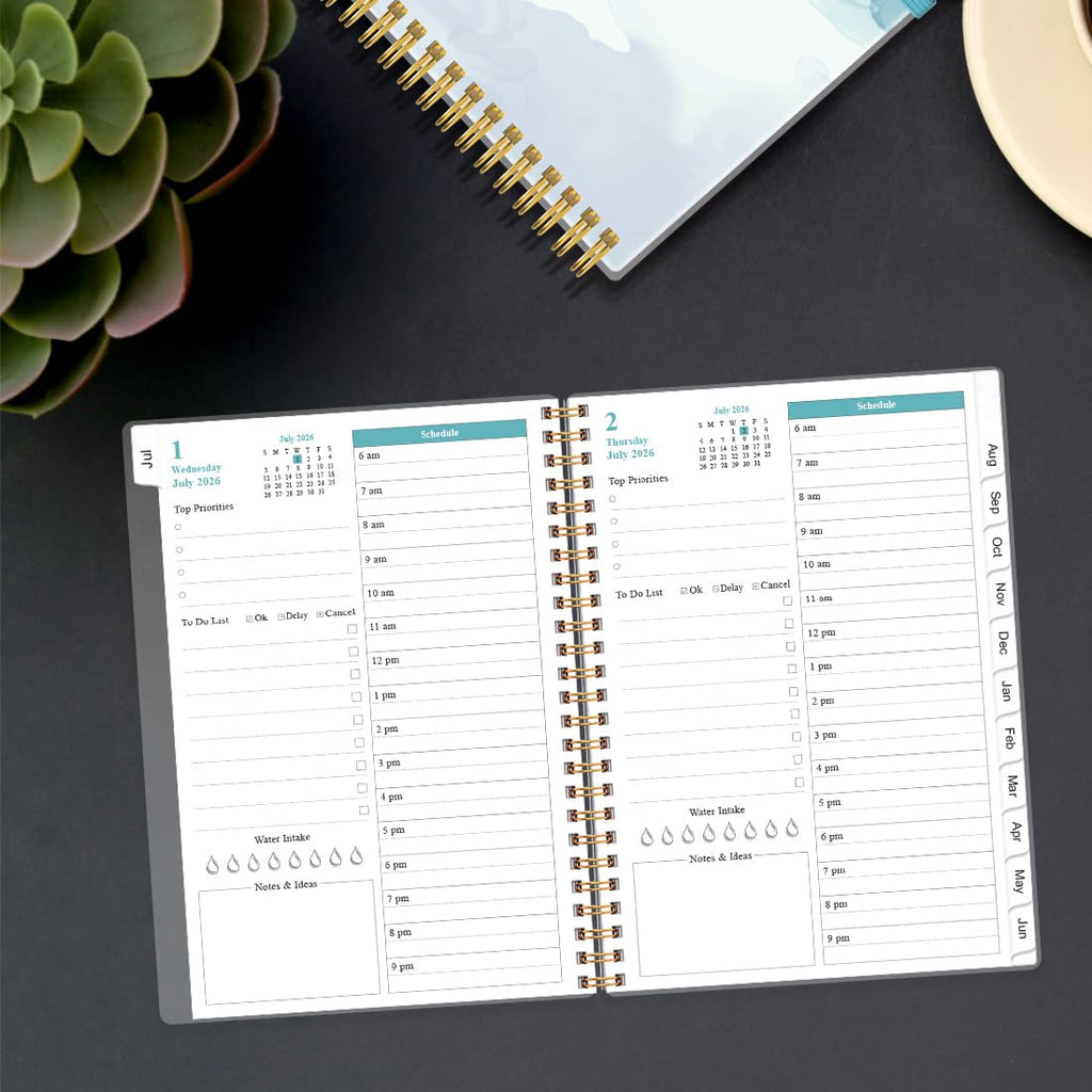 2026-2027 Daily & Monthly Planner - One Page Per Day, Daily Planner from July 2026 to June 2027, Planner 2026-2027 with 12 Monthly Tabs, 6.4" x 8.5", Black