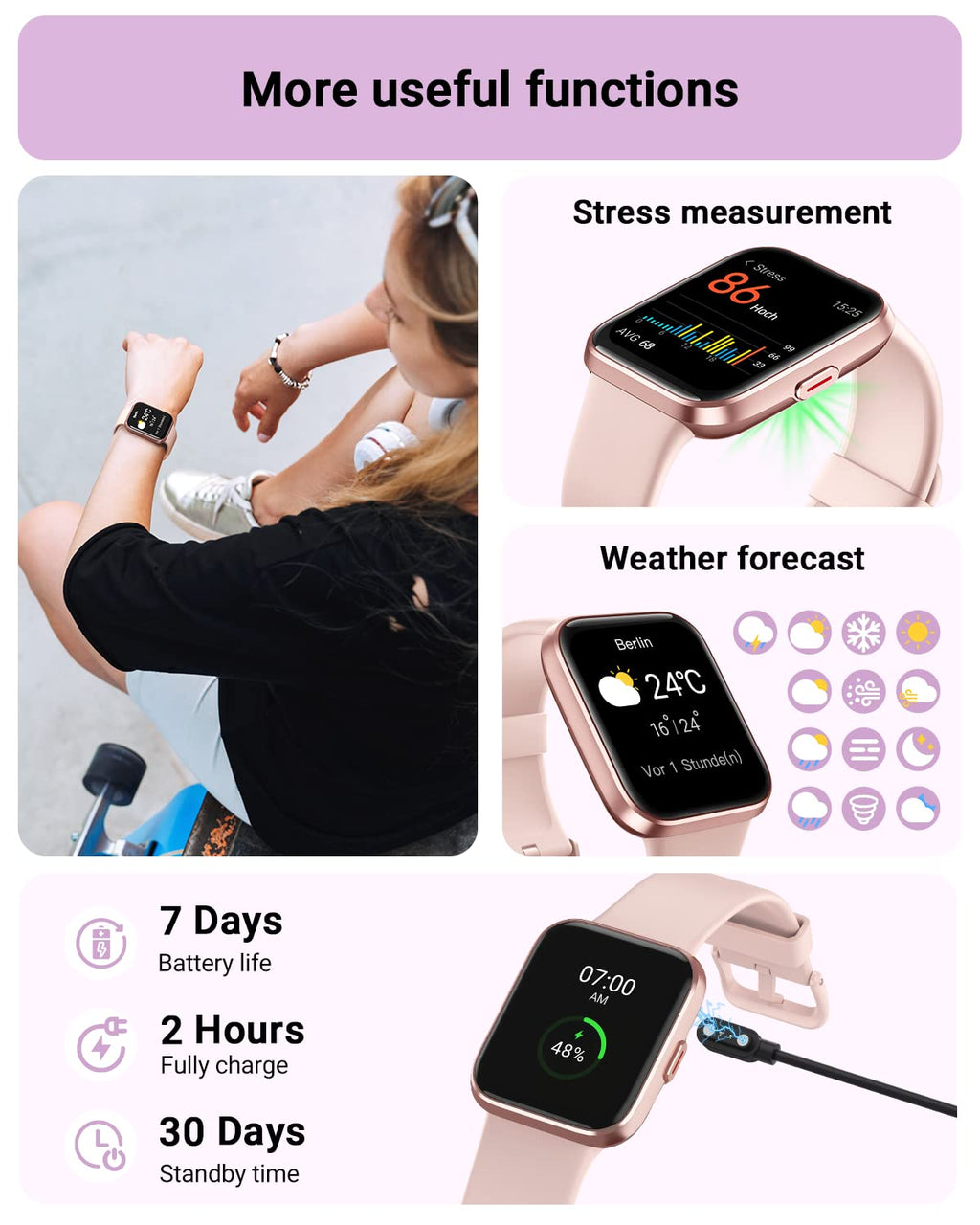 Tensky Smart Watch for Men/Women Android/iPhone/Samsung, Alexa Built-in, 1.8" Touch Screen Fitness Tracker with Answer/Make Calls, 3ATM Waterproof Heart Rate/Sleep/SpO2 Monitor, 120+ Sport Modes