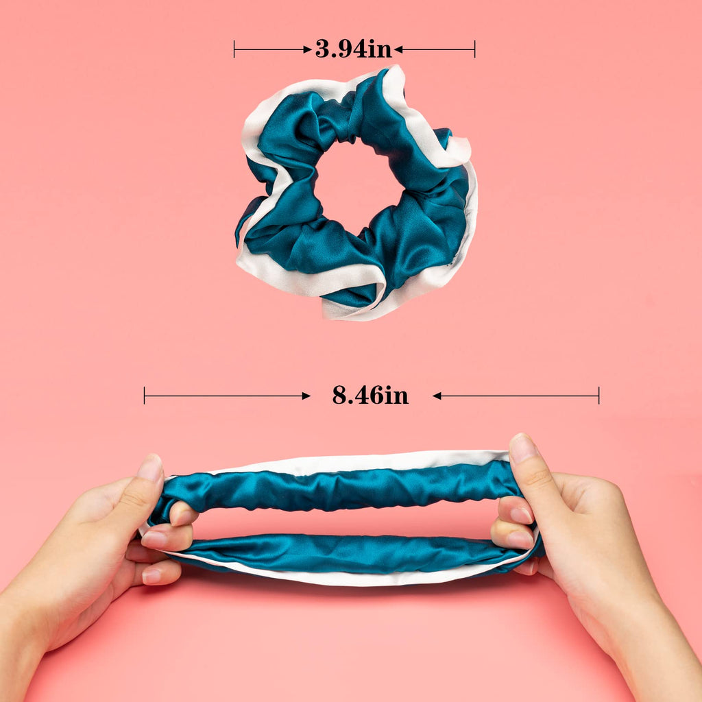 Silk Scrunchies for Hair 100% Mulberry Silk Hair Ties（Silver gray, Dark gray, Pink）