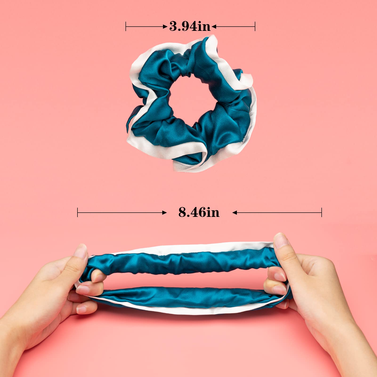 Silk Scrunchies for Hair 100% Mulberry Silk Hair Ties（Silver gray, Dark gray, Pink）