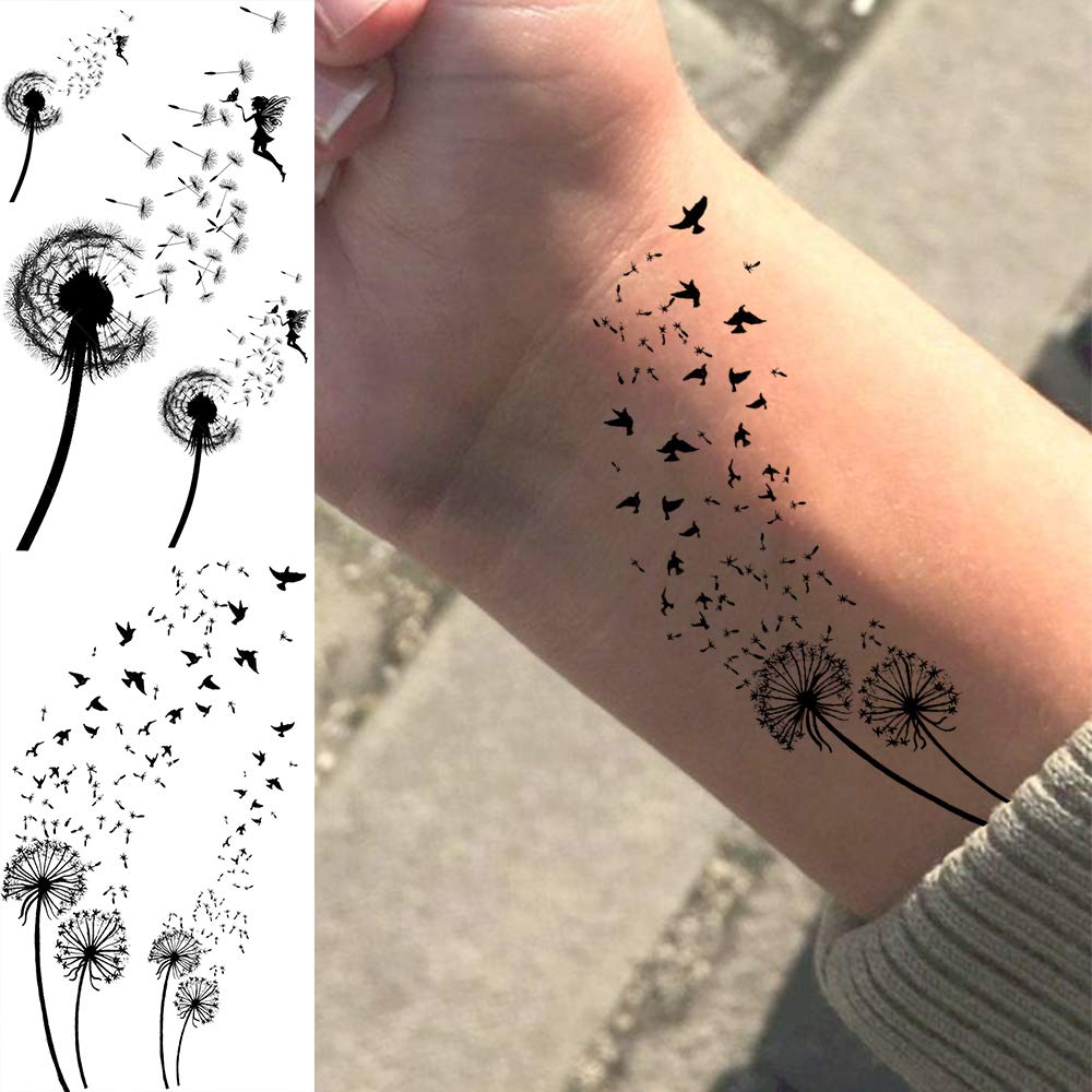 EGMBGM 52 Sheets Tiny Small Temporary Tattoos For Kids Boys Girls, Tribal Animals Butterfly Anchor Compass Tattoo Stickers For Men Women, 3D Cute Flower Fake Face Tatoo Kits Sets For Neck Arm Hands