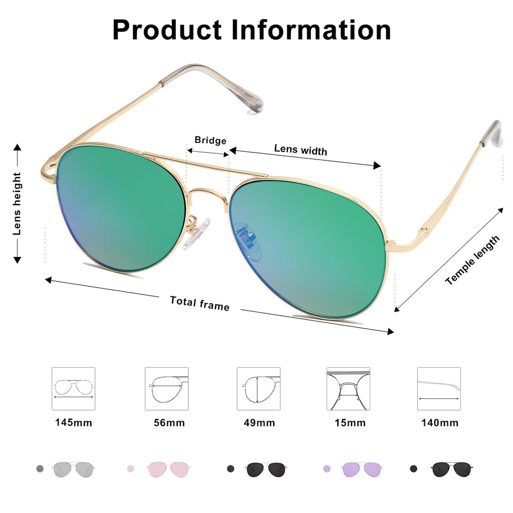 SOJOS Classic Aviator Sunglasses for Women Men Metal Frame Spring Hinges SJ1030