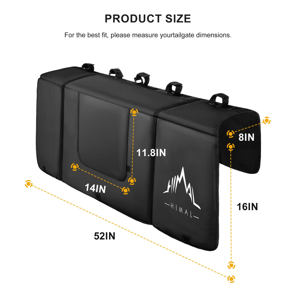 Himal Outdoors Tailgate Pad for Mountain Bike, Tailgate Protection Pad with Tool Pockets, Fits Most Truck Carries Up to 7 Bikes