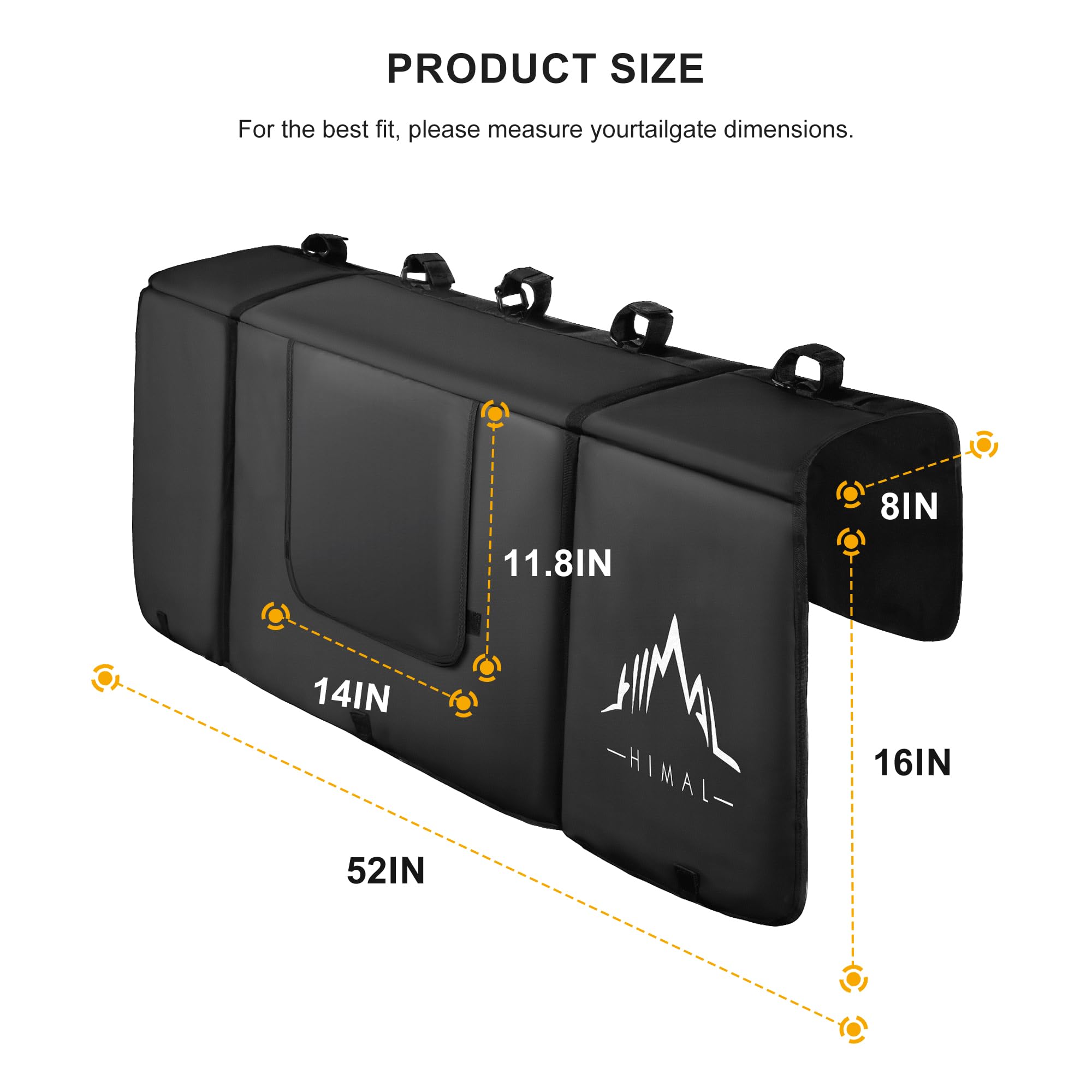 Himal Outdoors Tailgate Pad for Mountain Bike, Tailgate Protection Pad with Tool Pockets, Fits Most Truck Carries Up to 7 Bikes