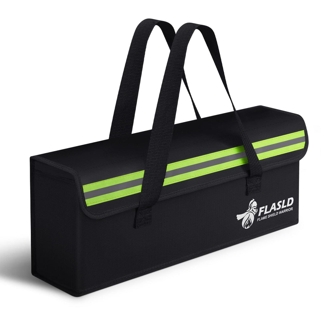 FLASLD Large Fireproof Lipo Bag for 100Ah Lithium Battery Storage and Charging, 14 x 7.8 x 9.5in Waterproof Box for Documents and Valuables