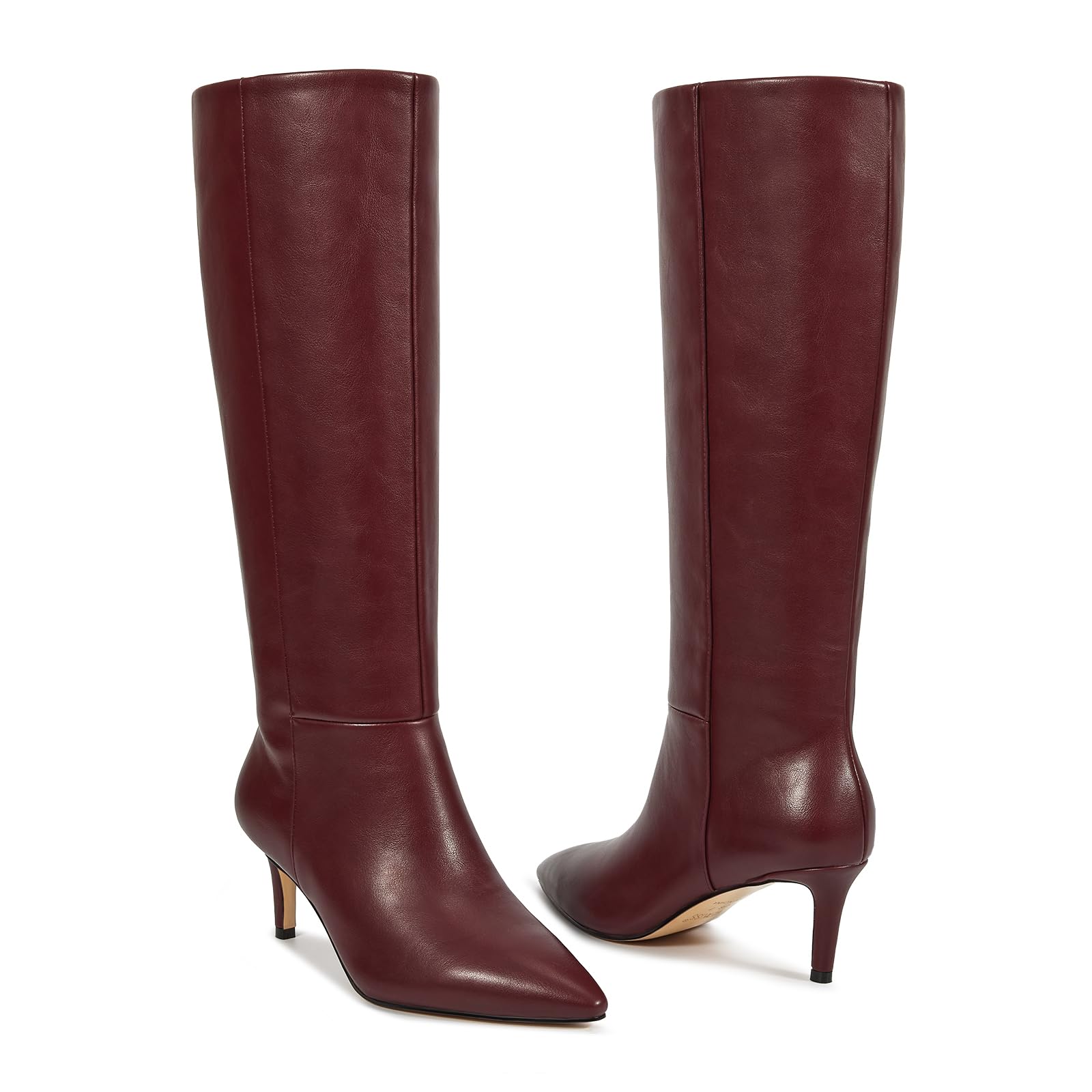 wetkiss Knee High Boots for Women - Pointed Toe Kitten Heel & Crocodile, Side Full Zipper for Easy Wear, All-Day Comfort Boots for Work, Party and Daily Chic Style