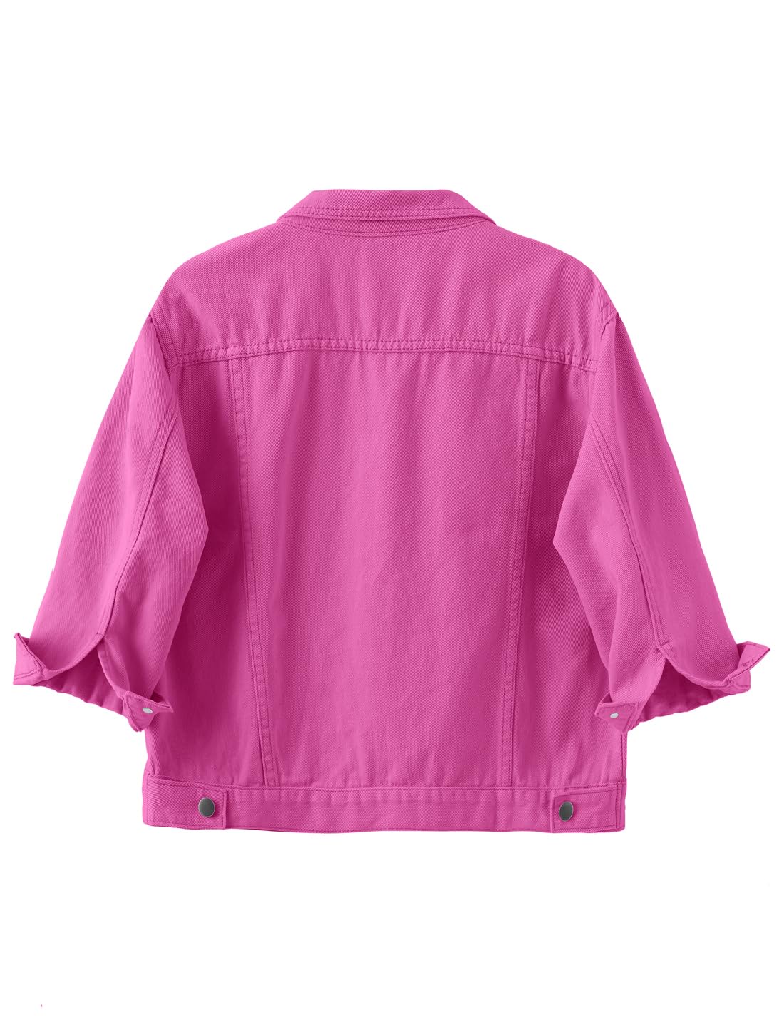 Locachy Womens 3/4 Sleeve Short Denim Jacket Lapel Button Down Cropped Trucker Jean Jackets Coats